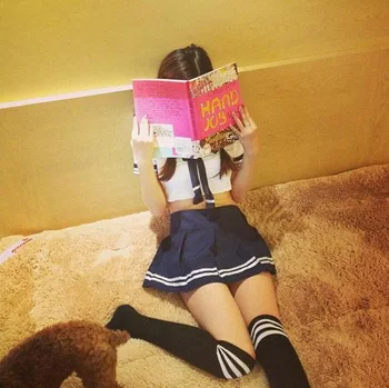 Nauja moteris, Seksualus apatinis Trikotažas Japonų Mokyklos Mergina studentų Sailor Kelnaitės Vienodas Cosplay Apranga Suknelė su kojinių Vienodas pagunda