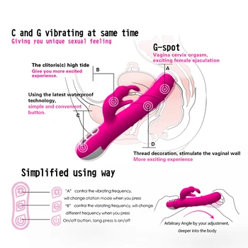 Nauja, Vibratorius Stiprios Vibracijos Didelis Dildo Rabbit Vibratorius Moterims Pora 360 Laipsnių Pasukti USB Mokestis Moterų Sekso Žaislai Produktas