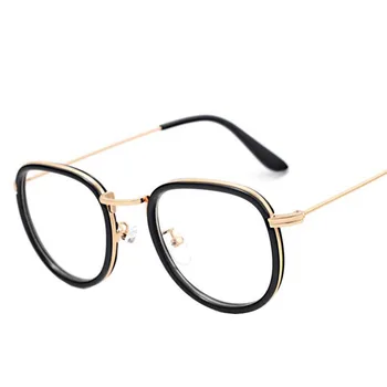 Naujai sukurta moterų akiniai optiškai metalinis rėmas, leopardas spausdinimui skaidraus lęšio stiklo akiniai golden square akinius vyrams UV400
