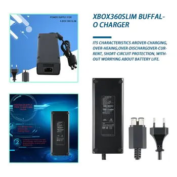 Naujas AC 100-240V Adapteris Maitinimo Įkroviklis ES Prijunkite Kabelį skirtą XBOX 360 Slim Idealus Pakeitimas Įkroviklį su LED Lemputė
