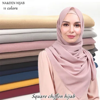 NAUJAS aikštėje hijabs burbulas šifono skara vientisų spalvų skaros moterų musulmonų šalikai, šaliai, kaklaskarės mados hijab musulmonų headwrap foulard 10vnt/daug