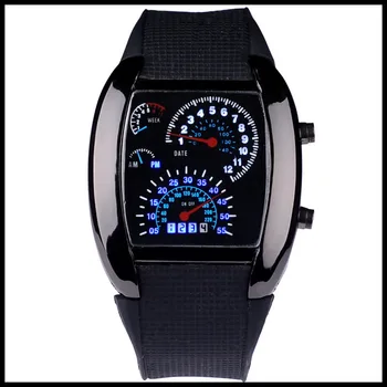 Naujas atvykimo Mados Žiūrėti Vyrų Sporto Led Laikrodžiai Lenktynių Greičiu Automobilio Skaitiklio Ratukas Silikono Dirželis Vyrų Vyrų Laikrodis Valandas Kariniai Laikrodžiai