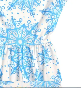 Naujas Atvykimo Mėlynos spalvos Snaigės Printed Dress Moterų Kalėdos O Kaklo Grindų Ilgis ilgomis Rankovėmis Balti Mados Maxi Suknelė Vestidos