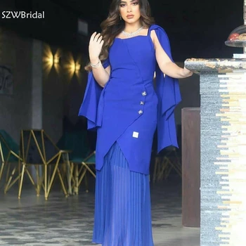 Naujas Atvykimo Royal blue Undinė vakaro suknelės ilgas Chalatas, longue 2021 Šifono Dubajus Arabija vakarinę suknelę Plius dydis