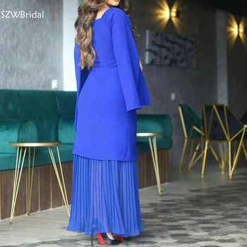 Naujas Atvykimo Royal blue Undinė vakaro suknelės ilgas Chalatas, longue 2021 Šifono Dubajus Arabija vakarinę suknelę Plius dydis