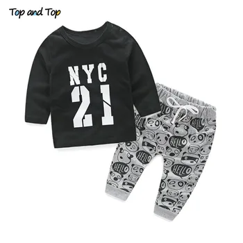 Naujas baby girl drabužiai, kūdikių drabužiai unisex medvilnės ilgomis rankovėmis marškinėliai + kelnės 2/vnt Kūdikių bebe kūdikių berniukui drabužėlių rinkinys
