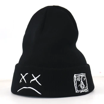 Naujas bad boy veido megzti beanie skrybėlių siuvinėjimas medvilnės minkštas bad boy žiemos skrybėlės mados beanies hip-hop slidinėjimo kepurė aukštos kokybės
