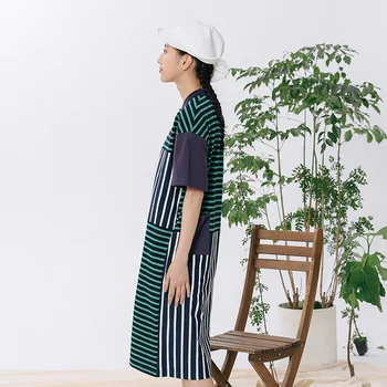 Naujas Dizainas Moterims Vasaros Suknelės Kinijos Siuvinėjimo Dryžuotas Susiuvimo Žalia Trumpas rankovėmis Suknelė iš Ramės (kiniškosios dilgėlės Preppy Stilius Kelio Ilgis