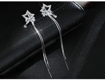 Naujas Dizainas Vestuvių Papuošalai Prabanga Aišku, Cirkonis Elegantiški Auskarai 925 Sterling Silver Star Stud Auskarai Moterims