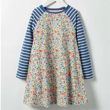 Naujas dryžuotas Šokinėja metrų kūdikių mergaitės pavasarį, rudenį, suknelės vaikams karšto pardavimas naujų drabužių sukurta suknelė mažai mergina suknelės