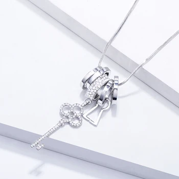 Naujas Kristalų Klavišą Ilgas Megztinis Grandinės Karoliai Prabangos Prekės ženklo Dizainas Šviečia CZ Žavesio Žiedas Choker Moterų Mados Collares Papuošalai