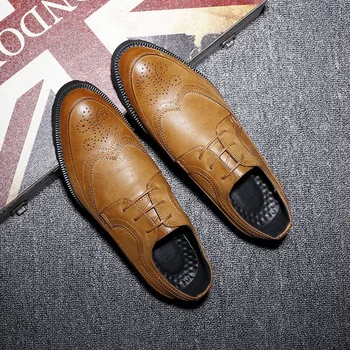 Naujas Mados Atsitiktinis italijos Stilistas Vyrų Butas Oficialų Oxfords Vestuvių batų Vyrai Suknelė Bateliai Oda Brogue Batai didelis dydis LE-34