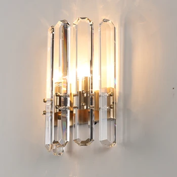 Naujas, modernus kristalų sienos žibintai blizgesio wandlampen AC110V 220v aukso sienos lempos, miegamojo kambarį apšvietimas