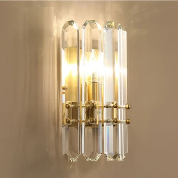 Naujas, modernus kristalų sienos žibintai blizgesio wandlampen AC110V 220v aukso sienos lempos, miegamojo kambarį apšvietimas