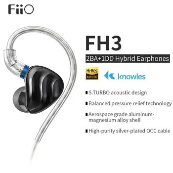 NAUJAS PREKĖS ženklas FiiO FH3 Triple Ratai In-Ear HiFi Ausinės su Aukštos Rezoliucijos,Boso Garsas, High Fidelity for Smartphones/VNT