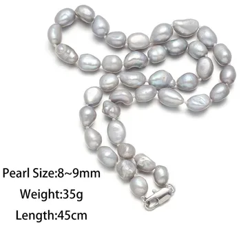Naujas Ryžių formos, Baltos spalvos Gėlavandenių 7-8mm Perlų Vėrinį Paprastas Ir Stilingas 