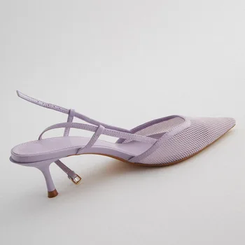 Naujas Stilius 2020 M. Rudenį Moterų batai, Šviesiai Violetinė Moterims Basutės Akių Sagtis Lady Batus Kitten Heels