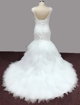 Naujas Undinė Vestuvių Suknelė Nuotakos Plius Dydis Brangioji Bžūp Rankovėmis Katedra Traukinio Beadeding Vestuvių suknelės 2021