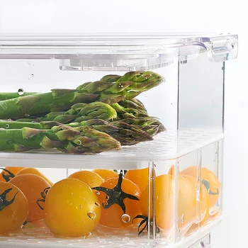 Naujas Šaldytuvas Saugojimo Šviežių Išlaikyti Nutekėjimo Box 2-Sluoksnis Apima Vaisių Ir Daržovių Nutekėjimo Lauke Šaldytuvas Sandėliavimo Konteineriai