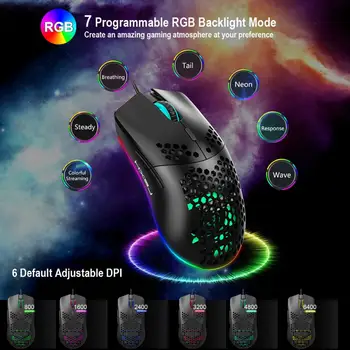 Naujausias 6400 DPI Mobile Gaming Pelę, 6 Mygtukus, Laidinis RGB Apšvietimo Programuojami Žaidimų Pelės Žaidėjus Nešiojamas Reikmenys, sourie