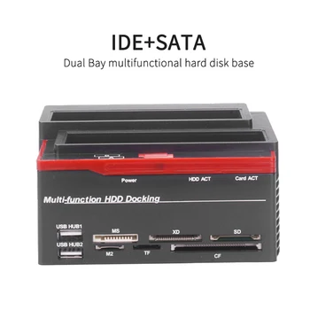 Nauji Daugiafunkciai Dual Slot 2.5/3.5 colių IDE SATA HDD, SDD Docking Station Kortelių Skaitytuvas
