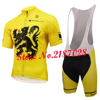 NAUJI vyriški Belgijos Flandrijos komandos geltonų Dviračių džersis dviračiu dėvėti Dviračiai drabužių maillot ropa ciclismo gelis