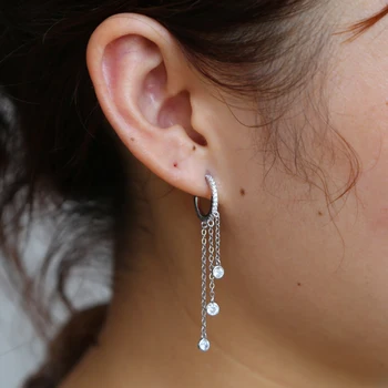 NAUJOJI Elegancija vestuvių dovana, papuošalai ilgai kutas auskarai moterims 2018 925 sterlingas sidabro aukštos kokybės mados madinga ausies lašas