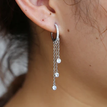 NAUJOJI Elegancija vestuvių dovana, papuošalai ilgai kutas auskarai moterims 2018 925 sterlingas sidabro aukštos kokybės mados madinga ausies lašas