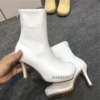 Naujoji Platforma ruožas slim batai moterims spaure kojų Nuogas lether trumpas batai, aukštakulniai rudens žiemos seksualus kilimo ir tūpimo tako batai