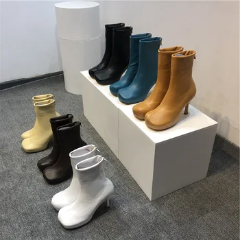 Naujoji Platforma ruožas slim batai moterims spaure kojų Nuogas lether trumpas batai, aukštakulniai rudens žiemos seksualus kilimo ir tūpimo tako batai