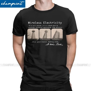 Naujovė Nikola Tesla Belaidžio Elektros Energijos, T-Marškinėliai Vyrams Marškinėliai Mokslo Fizikas Energijos Išradėjas Geek, Vėpla Tee Marškinėliai