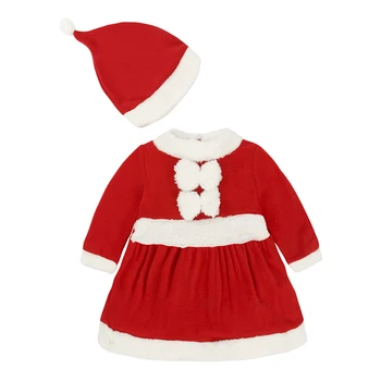 Naujovė Vaikams, Kūdikių, Mergaičių Drabužiai Kalėdų Raudonos Suknelės + Hat 2 Vnt Naujus Metus Kostiumas 9-24Month Kūdikių Naujagimių vaikiški Drabužiai