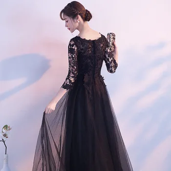 Naujų 2020 M. Ilgalaikės Formalios Vakaro Suknelės Juoda Vestidos Nėriniai Plius Dydis O-Kaklo Elegantiškas Mados Moterų Suknelės, Šaliai