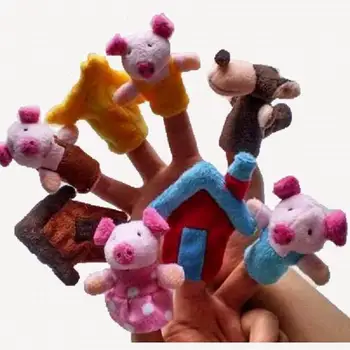 Naujų Gyvūnų Piršto Lėlių Tris Mažai Kiaulių Pirštų Lėlės,Pliušiniai Žaislai,Įdaryti Lėlės,Žaislai Kalbėti Rekvizitai Ir Giftable