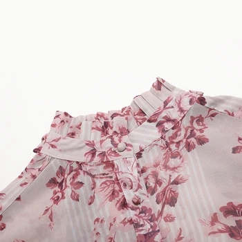 Naujųjų Metų 2021 ilgomis Rankovėmis Plisuotos Midi Šifono Spausdinti Gėlių Suknelė moterims Moteriški Streetwear 