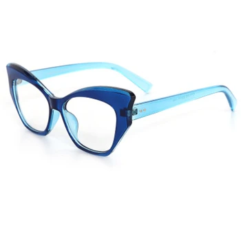NAUQ mados cat eye akiniai moterų 2020 m. prabangos prekės retro didelis rėmas paprastas veidrodis moterų vintage black blue akiniai rėmeliai