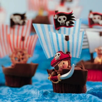 Navigacijos Piratai Cupcake Silikono Formos Minkštas Formos Tortas Dekoravimo Priemonės Šokolado Gumpaste Formų, Sugarcraft, Virtuvės