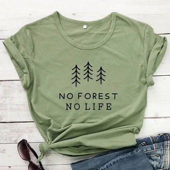 Ne Miško Jokių Gyvybės T-Atsitiktinis marškinėliai trumpomis Rankovėmis Unisex Veganų Organinių Marškinėlius Aukštos Kokybės Vasarą Moterys Grafinė Aplinka Tee Viršų
