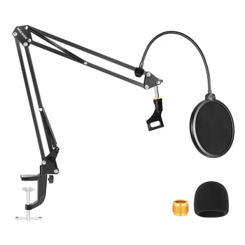 Neewer NW-35 Mikrofonas Stendas su Mikrofonu Priekinio stiklo Putos/Dual-sluoksniuotos Mic Pop Filtras-Pakabos Bumas Žirkliniai Svirtimi Rinkinys
