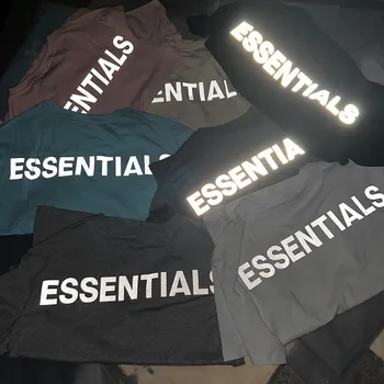 Negabaritinių 3M šviesą Atspindinčios RŪKO Essentials Marškinėliai Vyrams, Moterims, Kanye West Tees Hiphop Streetwear Vyrų Medvilnės Atsitiktinis Marškinėlius