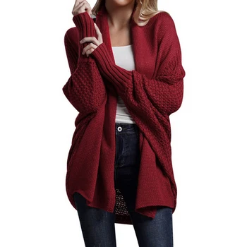 Negabaritinių kailis cardigan moterų drabužiai kratinys batwing rankovės ilgi susagstomi megztiniai moterų žiemos striukė kailis didelių dydžių 2020 m.