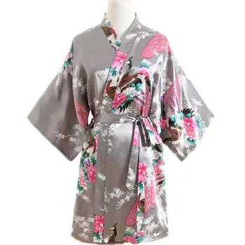Negabaritinių S-3XL Moterų Mini Pižamą Vasaros Chalatas Kimono Viskozė Sleepwear Povas&Gėlių Nuotaka Bridesmaid, Vestuvių Apdarą Suknelė