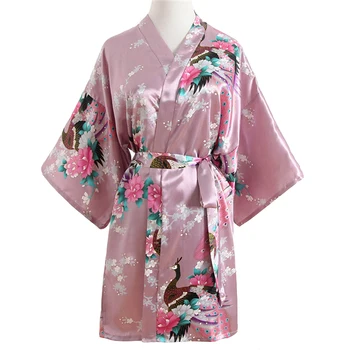 Negabaritinių S-3XL Moterų Mini Pižamą Vasaros Chalatas Kimono Viskozė Sleepwear Povas&Gėlių Nuotaka Bridesmaid, Vestuvių Apdarą Suknelė