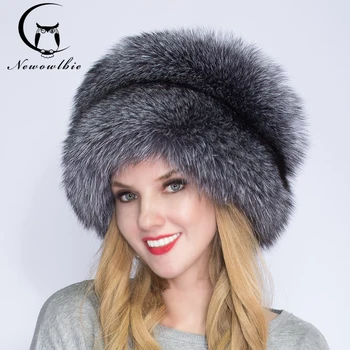 Nekilnojamojo Fox fur Princesės Skrybėlę Mongolija skrybėlę Unikalus procesas Lapės uodega, Dizainą, Prabangos Žiemą Laikyti Šiltai Skrybėlės Mada Moterims