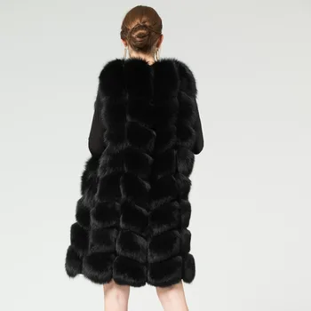 Nekilnojamojo lapės kailio liemenė viršutiniai drabužiai kailio paltas ilgas projektavimo o-kaklo megztinis liemenė liemenė moterų