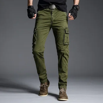 Nemokamas Pristatymas Atsitiktinis Kelnės Vyrams Medvilnės Mens Naujas Mados Kelnės Multi-pocket Krovinių Kelnės, vyriški Tiesiai Pants Plus Size 2020 27