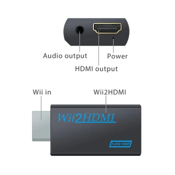 Neoteck Wii HDMI Su 3,5 mm Audio Adapteris, 720P, 1080P Vaizdo Keitiklis WII2HDMI HDMI Kabelis Skirtas Nintendo Wii HDMI Konverteris