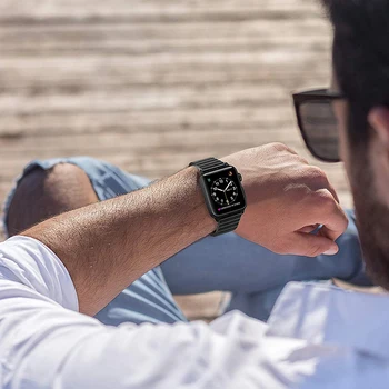 Nerūdijančio Plieno dirželis Apple Watch band 44/40mm iWatch juosta 42mm/38mm Drugelis sagtis Metalinė Apyrankė 
