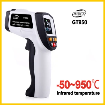 Nešiojamas Skaitmeninis ir Spindulių Termometras su Lazeriu Temperatūra Ginklą Spalvingas LCD Ekranas Pyrometer Termometras GT750/GT950-BENETECH