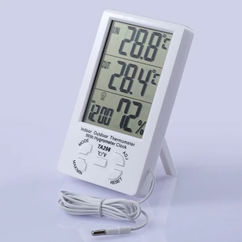 Nešiojamų Patalpų Lauko Skaitmeninis Termometras su Drėgmėmačiu LCD Ekranas Jutiklis Oro Stotis Temperatūros, oro Drėgmės Matuoklis